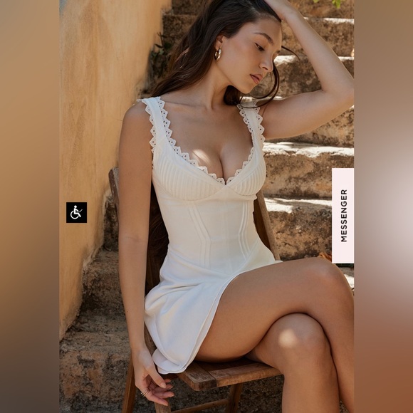 House Of CB White Tilly Pin Tuck Mini Dress feminine sexy girly fairy soft girl - Picture 9 of 16